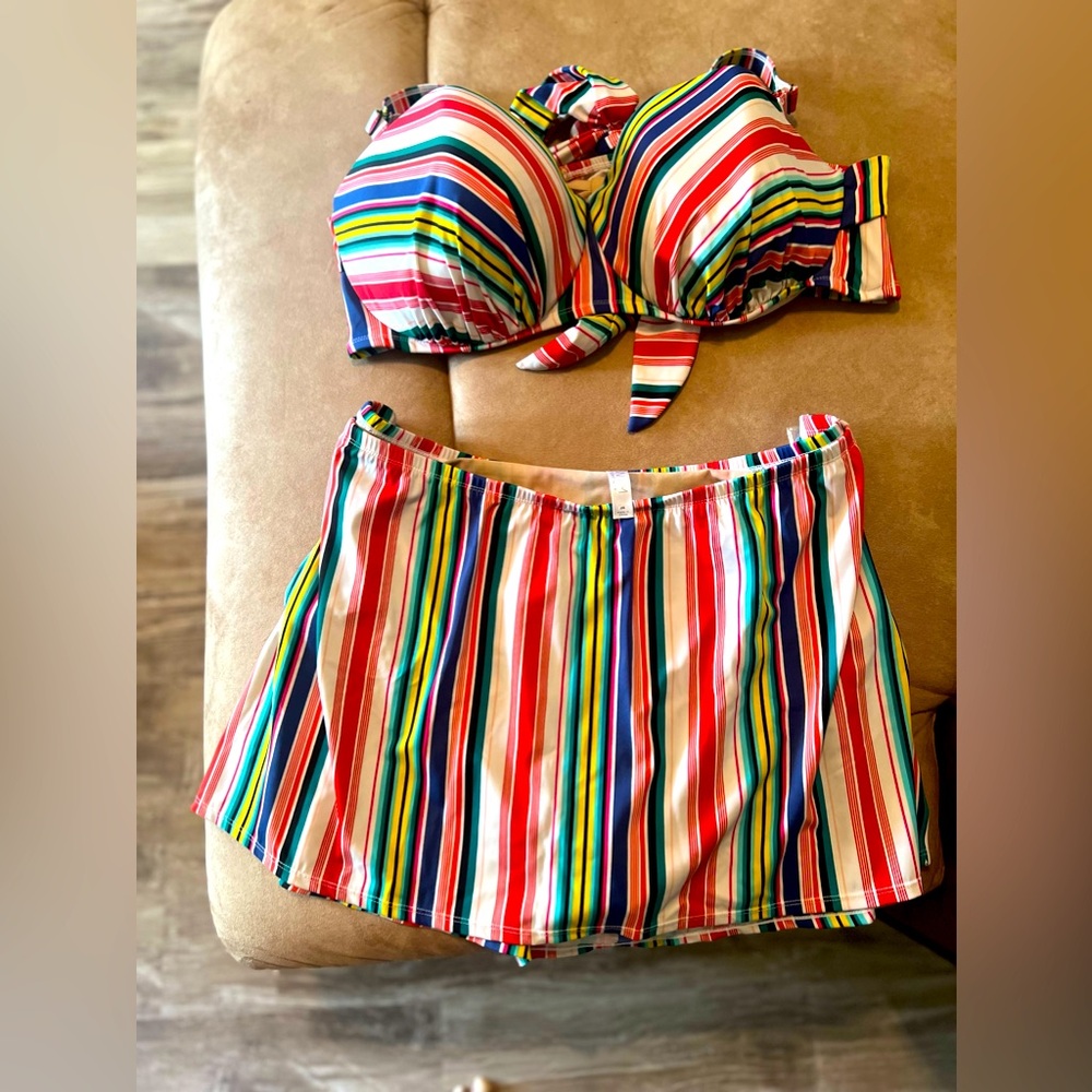 Cacique Multi Stripe two- piece swimsuit